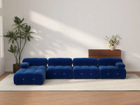 Sofá modular en forma de L Matrix de 4 plazas, color azul | 5 piezas (incluye 1 otomana), tela de terciopelo, gran capacidad.