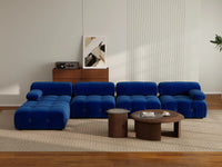 Sofá modular en forma de L Matrix de 4 plazas, color azul | 5 piezas (incluye 1 otomana), tela de terciopelo, gran capacidad.