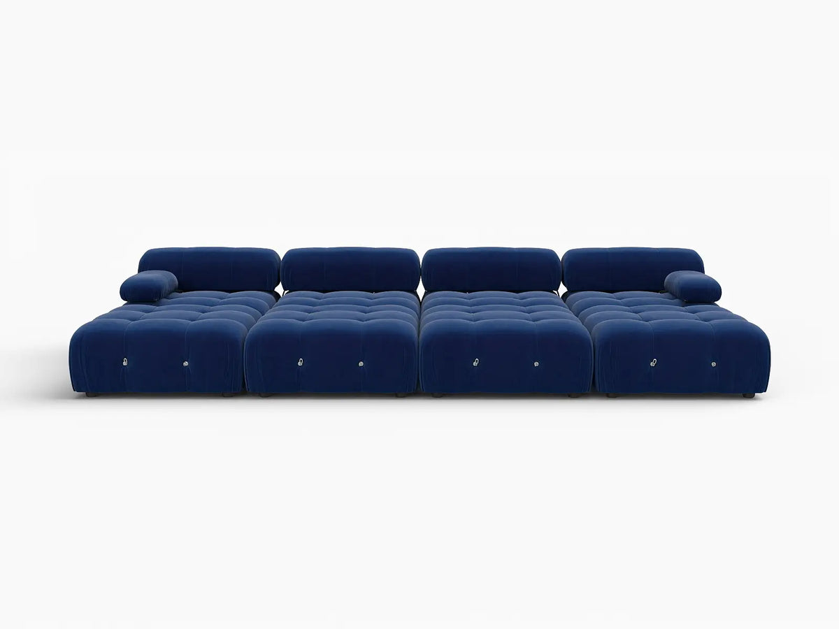 Éther Blue 4-Seater Pit Sectionals | 8-Piece (includes 4 ottomans), Velvet Fabric, Fixed Upholstery