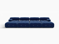 Éther Blue 4-Seater Pit Sectionals | 8-Piece (includes 4 ottomans), Velvet Fabric, Fixed Upholstery