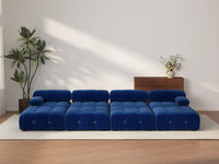 Éther Blue 4-Seater Pit Sectionals | 8-Piece (includes 4 ottomans), Velvet Fabric, Fixed Upholstery