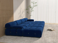 Éther Blue 4-Seater Pit Sectionals | 8-Piece (includes 4 ottomans), Velvet Fabric, Fixed Upholstery
