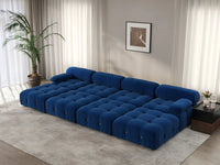 Éther Blue 4-Seater Pit Sectionals | 8-Piece (includes 4 ottomans), Velvet Fabric, Fixed Upholstery
