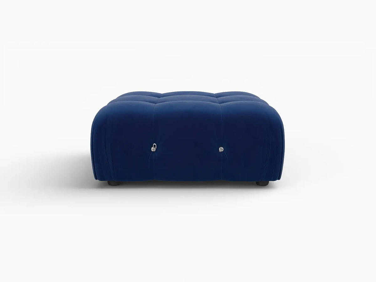 Éther Blue Ottomans | 1-Piece (includes 1 ottoman), Velvet Fabric, Fixed Upholstery