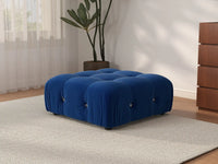 Éther Blue Ottomans | 1-Piece (includes 1 ottoman), Velvet Fabric, Fixed Upholstery