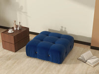 Éther Blue Ottomans | 1-Piece (includes 1 ottoman), Velvet Fabric, Fixed Upholstery
