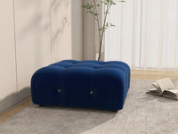 Éther Blue Ottomans | 1-Piece (includes 1 ottoman), Velvet Fabric, Fixed Upholstery
