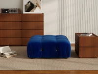 Éther Blue Ottomans | 1-Piece (includes 1 ottoman), Velvet Fabric, Fixed Upholstery
