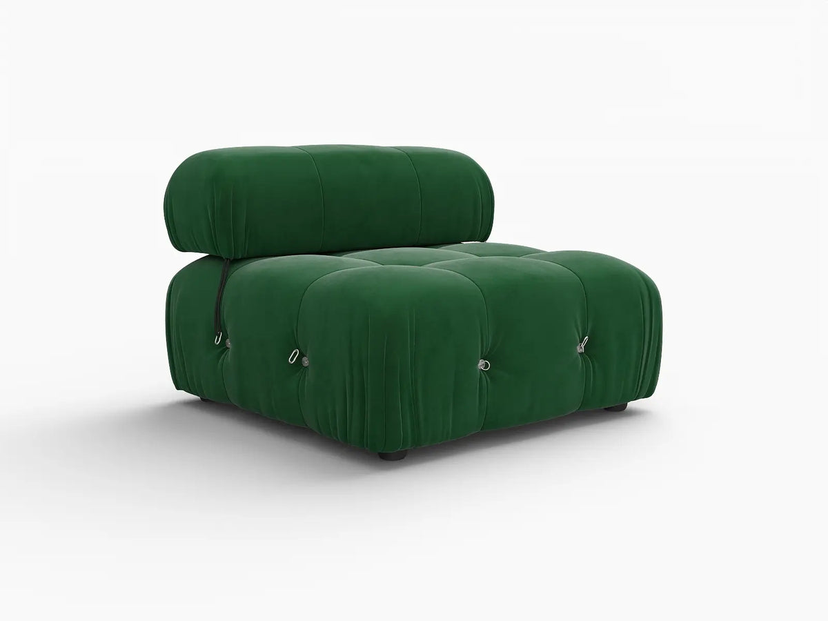 Éther Green 1-Seater Single Sofa | 1-Piece, Velvet Fabric, Fixed Upholstery