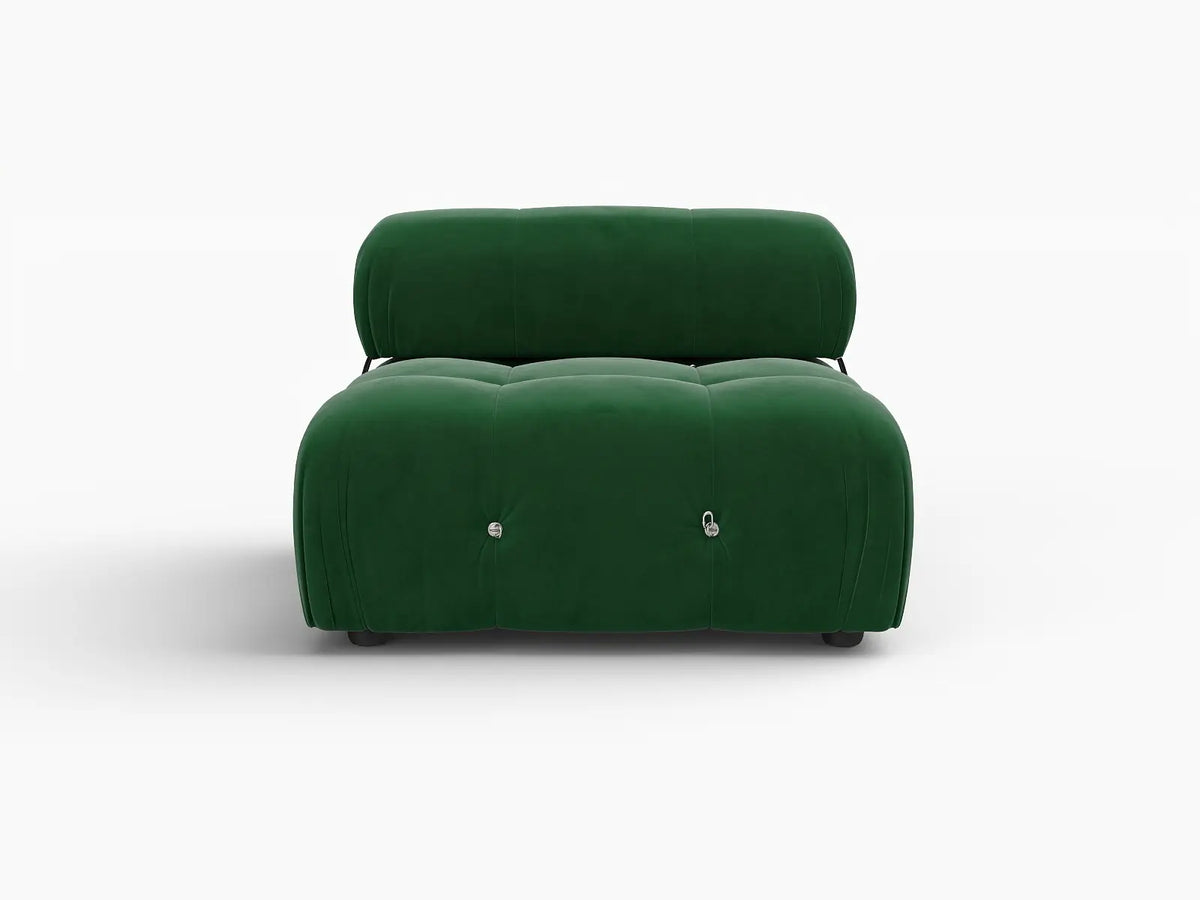 Éther Green 1-Seater Single Sofa | 1-Piece, Velvet Fabric, Fixed Upholstery