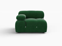 Éther Green 1-Seater Single Sofa | 1-Piece, Velvet Fabric, Fixed Upholstery
