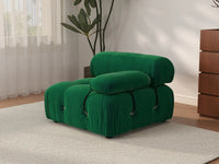 Éther Green 1-Seater Single Sofa | 1-Piece, Velvet Fabric, Fixed Upholstery