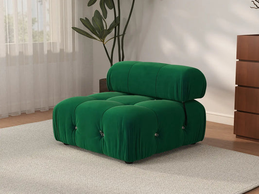Sofá modular individual Matrix de 1 plaza, color verde | 1 pieza, tela de terciopelo, ideal para apartamentos.