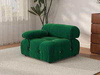 Éther Green 1-Seater Single Sofa | 1-Piece, Velvet Fabric, Fixed Upholstery