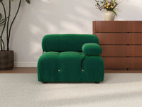 Éther Green 1-Seater Single Sofa | 1-Piece, Velvet Fabric, Fixed Upholstery