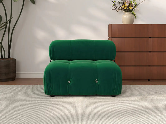 Sofá modular individual Matrix de 1 plaza, color verde | 1 pieza, tela de terciopelo, ideal para apartamentos.
