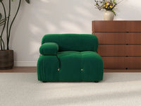 Éther Green 1-Seater Single Sofa | 1-Piece, Velvet Fabric, Fixed Upholstery