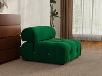Éther Green 1-Seater Single Sofa | 1-Piece, Velvet Fabric, Fixed Upholstery