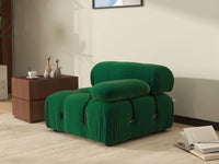 Éther Green 1-Seater Single Sofa | 1-Piece, Velvet Fabric, Fixed Upholstery