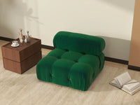 Éther Green 1-Seater Single Sofa | 1-Piece, Velvet Fabric, Fixed Upholstery