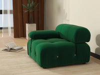 Éther Green 1-Seater Single Sofa | 1-Piece, Velvet Fabric, Fixed Upholstery