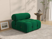 Éther Green 1-Seater Single Sofa | 1-Piece, Velvet Fabric, Fixed Upholstery