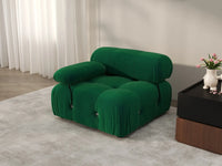 Éther Green 1-Seater Single Sofa | 1-Piece, Velvet Fabric, Fixed Upholstery