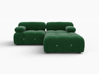 Éther Green 2-Seater Chaise Sectionals | 3-Piece (includes 1 ottoman), Velvet Fabric, Fixed Upholstery