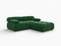 Éther Green 2-Seater Chaise Sectionals | 3-Piece (includes 1 ottoman), Velvet Fabric, Fixed Upholstery
