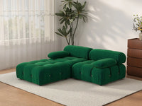 Éther Green 2-Seater Chaise Sectionals | 3-Piece (includes 1 ottoman), Velvet Fabric, Fixed Upholstery