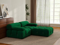 Éther Green 2-Seater Chaise Sectionals | 3-Piece (includes 1 ottoman), Velvet Fabric, Fixed Upholstery