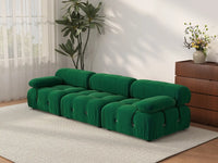 Éther Green 3-Seater Couch Sectionals | 3-Piece, Velvet Fabric, Fixed Upholstery