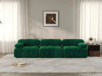 Éther Green 3-Seater Couch Sectionals | 3-Piece, Velvet Fabric, Fixed Upholstery