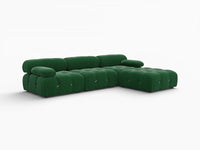 Éther Green 3-Seater L-Shaped Sectionals | 4-Piece (includes 1 ottoman), Velvet Fabric, Fixed Upholstery