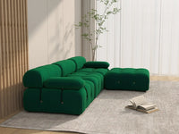 Éther Green 3-Seater L-Shaped Sectionals | 4-Piece (includes 1 ottoman), Velvet Fabric, Fixed Upholstery