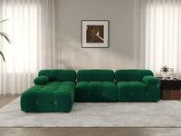 Éther Green 3-Seater L-Shaped Sectionals | 4-Piece (includes 1 ottoman), Velvet Fabric, Fixed Upholstery
