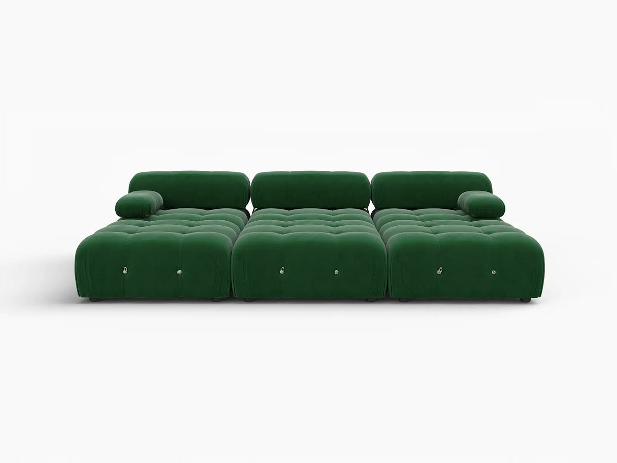 Éther Green 3-Seater Pit Sectionals | 6-Piece (includes 3 ottomans), Velvet Fabric, Fixed Upholstery