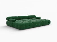 Éther Green 3-Seater Pit Sectionals | 6-Piece (includes 3 ottomans), Velvet Fabric, Fixed Upholstery