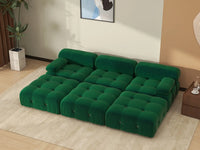 Éther Green 3-Seater Pit Sectionals | 6-Piece (includes 3 ottomans), Velvet Fabric, Fixed Upholstery