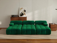 Éther Green 3-Seater Pit Sectionals | 6-Piece (includes 3 ottomans), Velvet Fabric, Fixed Upholstery