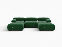 Éther Green 3-Seater U-Shaped Sectionals | 5-Piece (includes 2 ottomans), Velvet Fabric, Fixed Upholstery