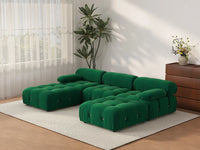 Éther Green 3-Seater U-Shaped Sectionals | 5-Piece (includes 2 ottomans), Velvet Fabric, Fixed Upholstery