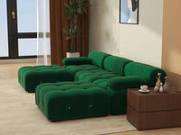 Éther Green 3-Seater U-Shaped Sectionals | 5-Piece (includes 2 ottomans), Velvet Fabric, Fixed Upholstery
