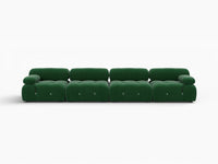 Éther Green 4-Seater Couch Sectionals | 4-Piece, Velvet Fabric, Fixed Upholstery