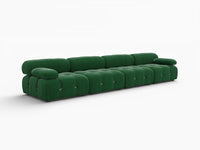 Éther Green 4-Seater Couch Sectionals | 4-Piece, Velvet Fabric, Fixed Upholstery