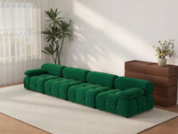 Éther Green 4-Seater Couch Sectionals | 4-Piece, Velvet Fabric, Fixed Upholstery