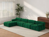 Éther Green 4-Seater L-Shaped Sectionals | 5-Piece (includes 1 ottoman), Velvet Fabric, Fixed Upholstery
