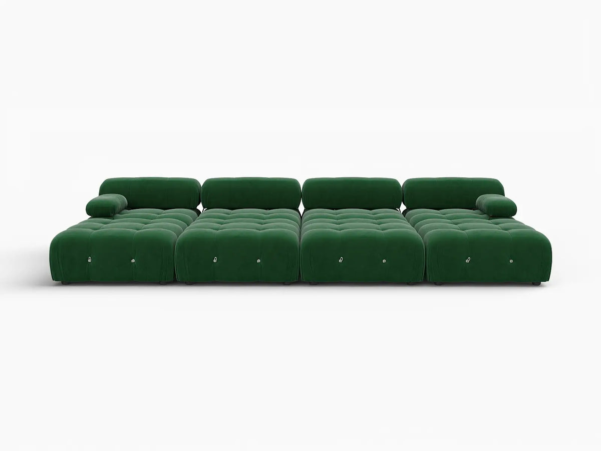 Éther Green 4-Seater Pit Sectionals | 8-Piece (includes 4 ottomans), Velvet Fabric, Fixed Upholstery