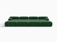 Éther Green 4-Seater Pit Sectionals | 8-Piece (includes 4 ottomans), Velvet Fabric, Fixed Upholstery