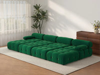 Éther Green 4-Seater Pit Sectionals | 8-Piece (includes 4 ottomans), Velvet Fabric, Fixed Upholstery